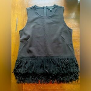 JCrew Sleeveless Fringe Black Top EUC size small women’s